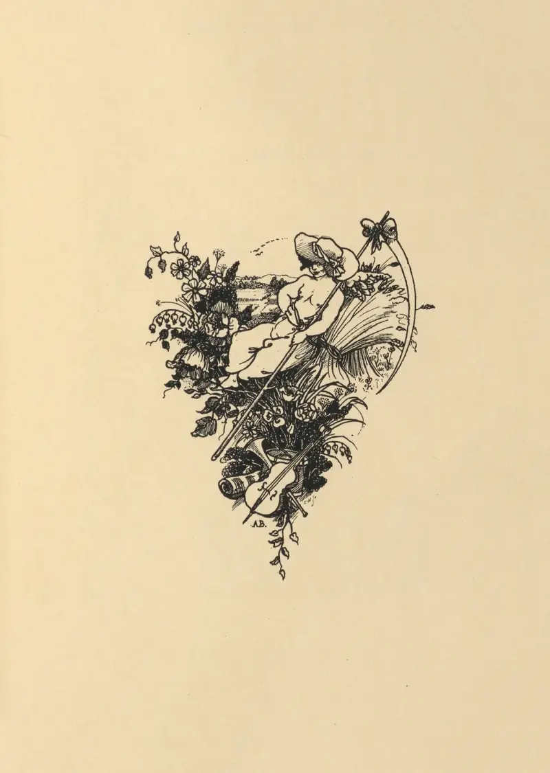 Slutvinjett till De tre musikerna. Ur 'The Savoy' nr 1 av Aubrey Vincent Beardsley