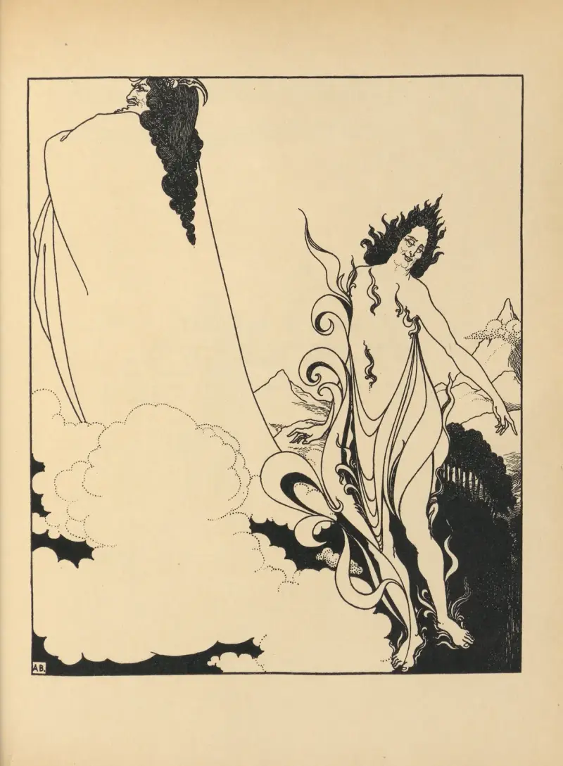 Das vierte Tableau aus ‚Das Rheingold‘. Aus ‚The Savoy‘ Nr. 5 von Aubrey Vincent Beardsley