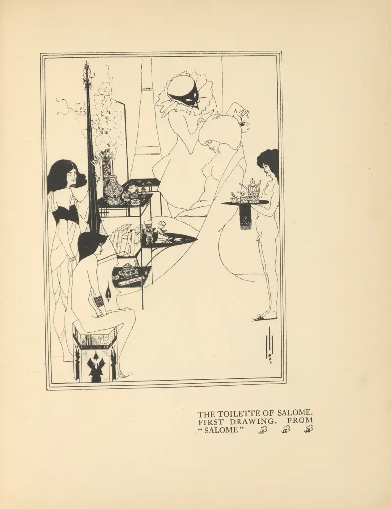 Salomes toalett. Första teckningen. av Aubrey Vincent Beardsley
