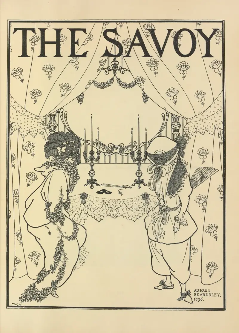 Titelsida för nr 1 av ”The Savoy” av Aubrey Vincent Beardsley