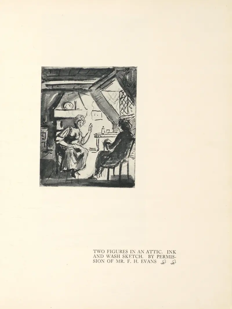 Zwei Gestalten auf einem Dachboden von Aubrey Vincent Beardsley