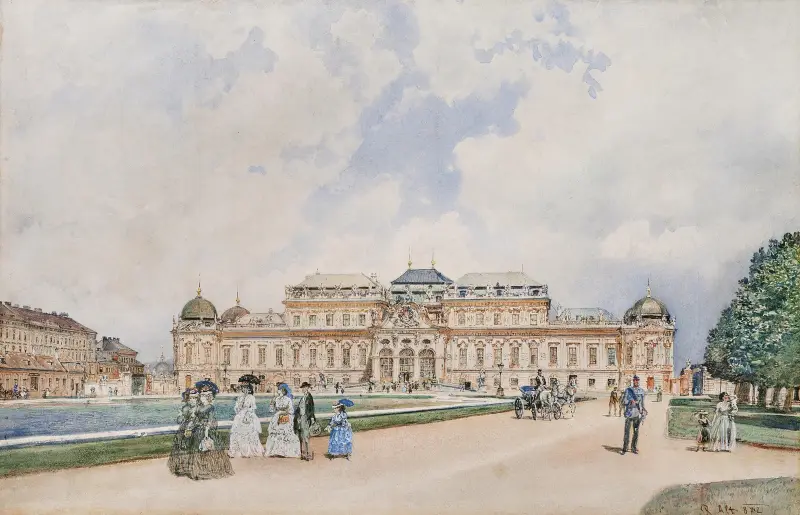 Utsikt över Övre Belvedere, Wien av Rudolf von Alt