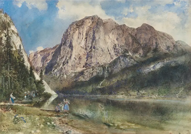 Altausseesjön och berget Trissels sida av Rudolf von Alt