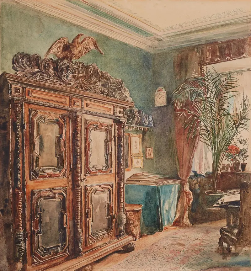 Das Arbeitszimmer des Künstlers von Rudolf von Alt