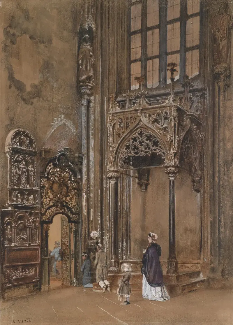 Kircheninneres av Rudolf von Alt