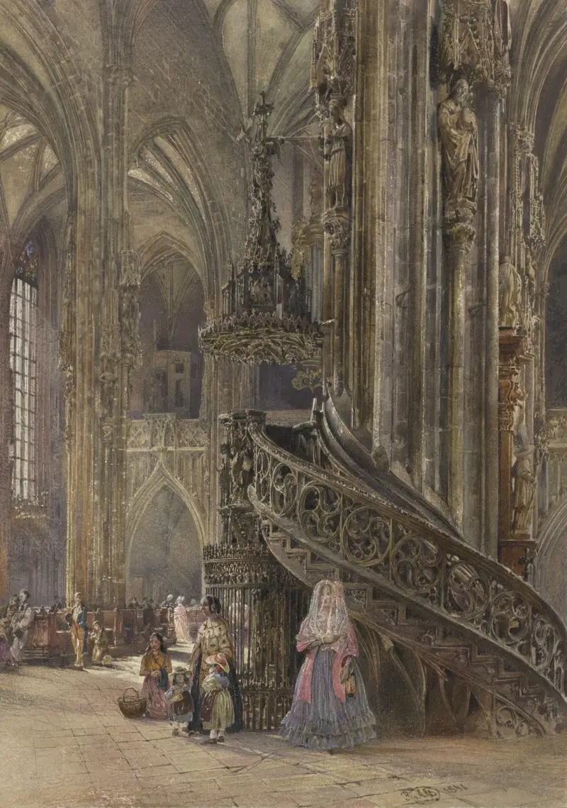 Interiör av Stefansdomen i Wien av Rudolf von Alt