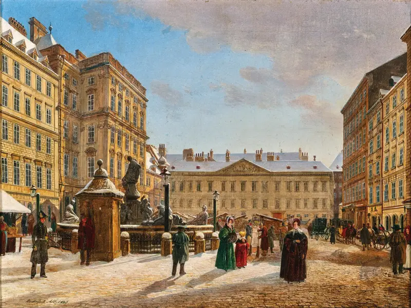 Neuer Markt i Wien på vintern av Rudolf von Alt