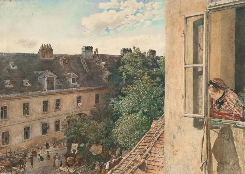 Vy över Alservorstadt av Rudolf von Alt