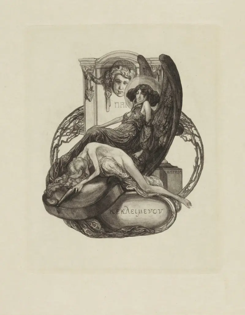 Exlibris; Kekleimenon – konstnärens eget bokmärke av Franz von Bayros