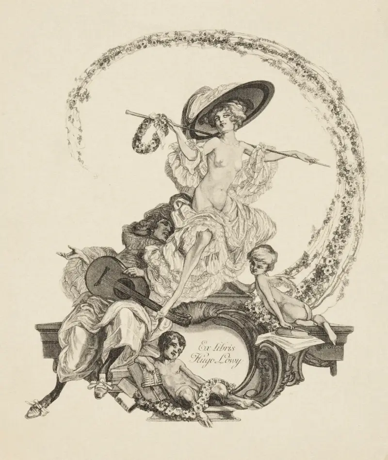 Exlibris för Hugo Löwy av Franz von Bayros