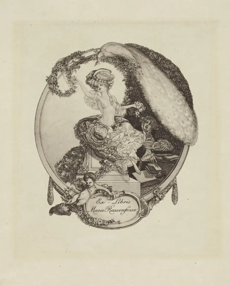Exlibris för Marie Rassenfosse av Franz von Bayros