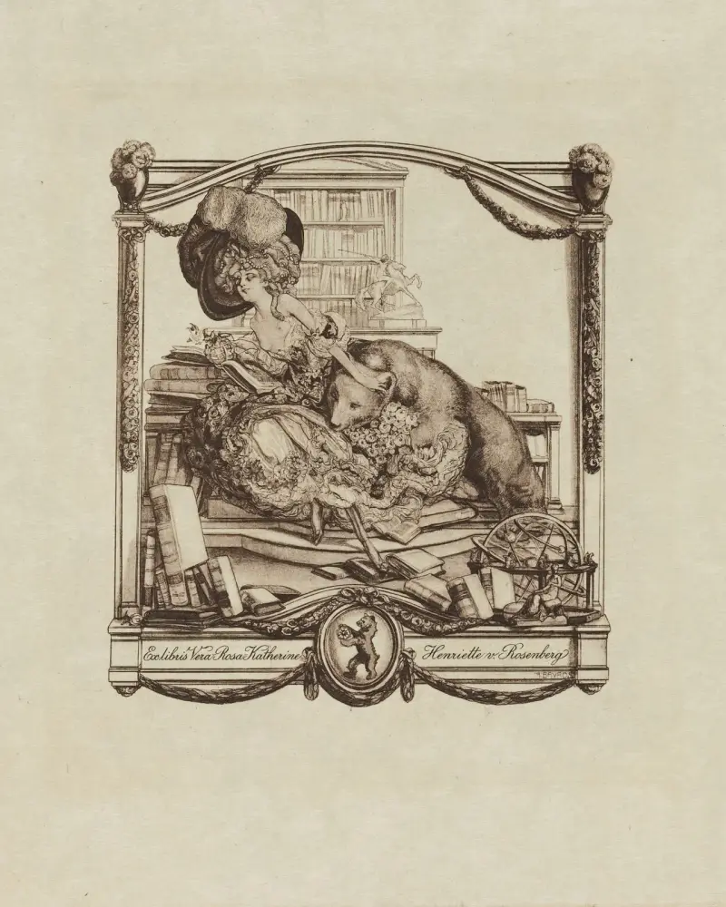 Exlibris för Vera Rosa Katherine Henriette von Rosenberg av Franz von Bayros