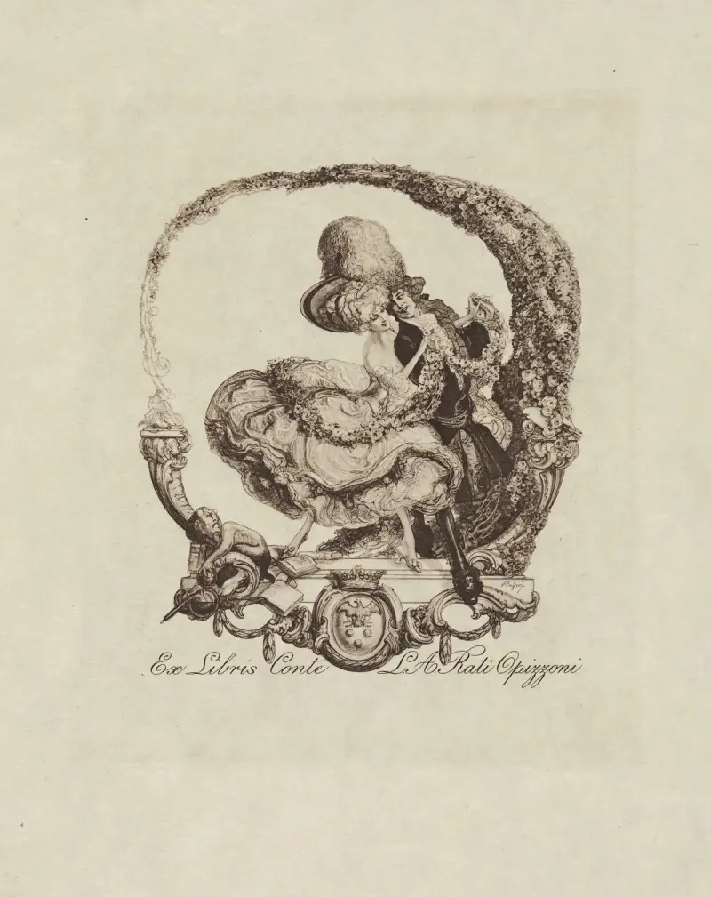 Ex-Libris Conte L.A. Rati Opizzoni av Franz von Bayros