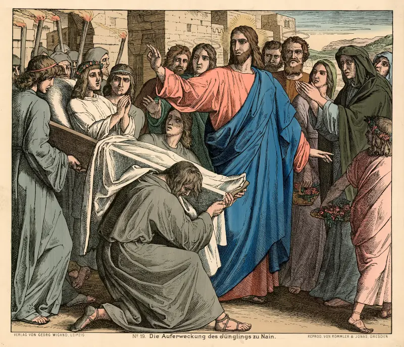 Die Auferweckung des Jünglings zu Nain (The raising of the young man at Nain) av Julius Schnorr von Carolsfeld