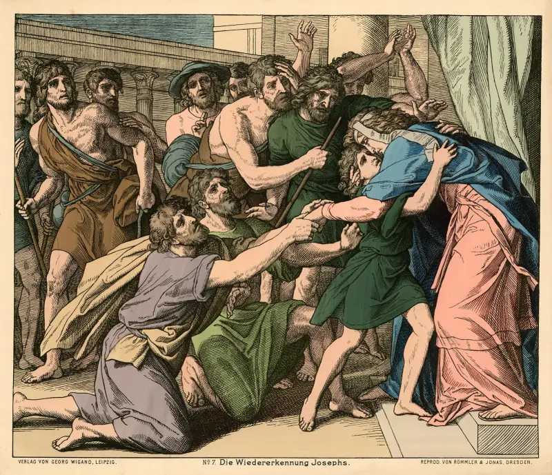 Die Wiedererkennung Josephs (Joseph making himself known to his brethren) av Julius Schnorr von Carolsfeld