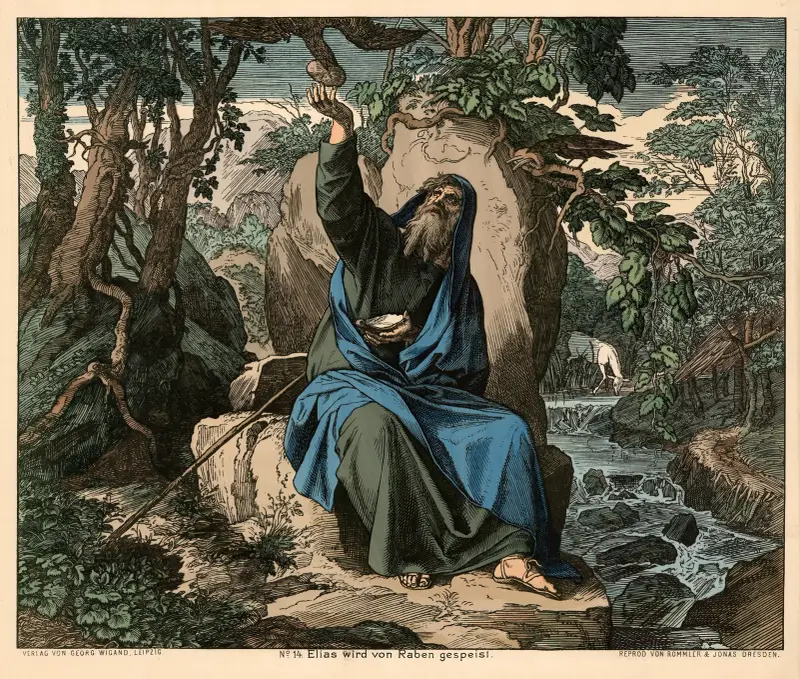 Elias matas av korpar av Julius Schnorr von Carolsfeld