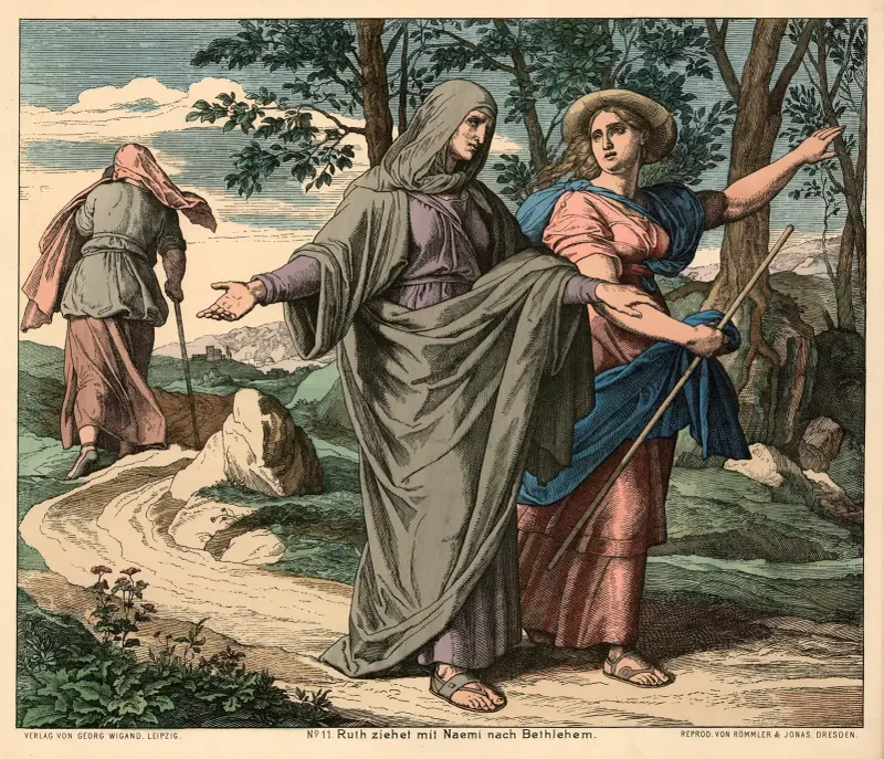 Rut följer Noomi till Betlehem av Julius Schnorr von Carolsfeld