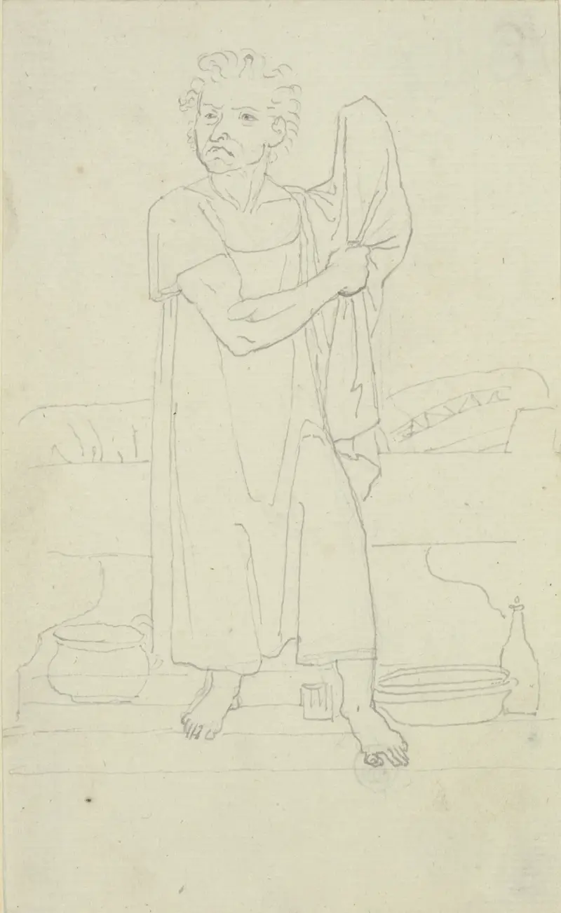 Herr Varrentrapp, sich im Gesundheitshemd präsentierend (Taunusreise) von Peter von Cornelius