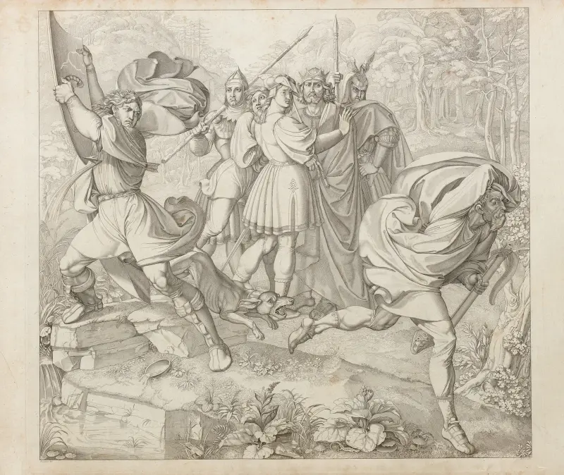 Kriemhild ser Siegfrieds lik av Peter von Cornelius
