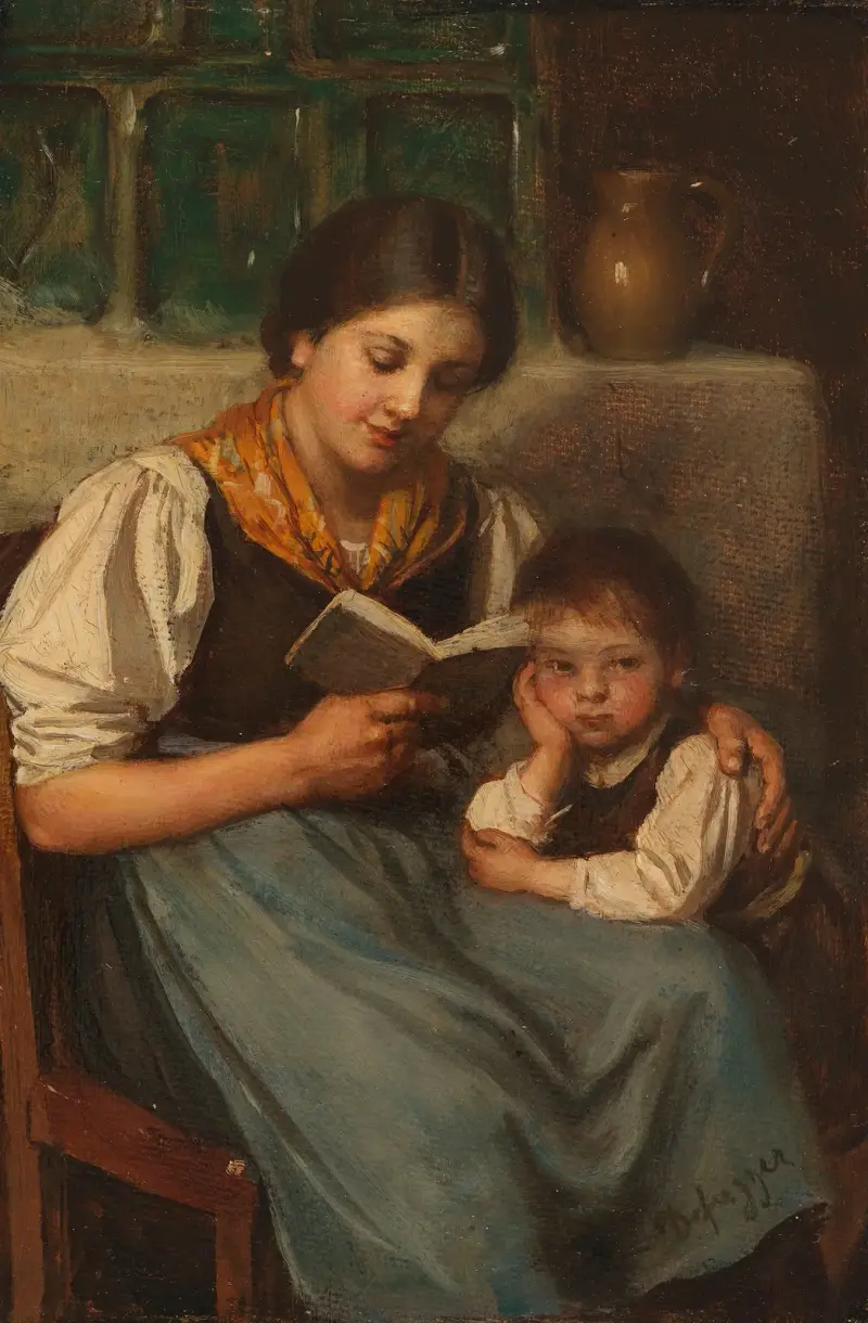 Při předčítání, Franz von Defregger