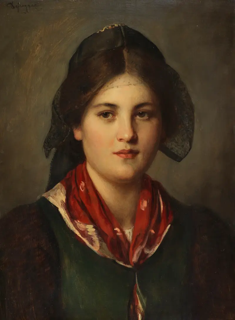 Dirndl mit Spitzenhaube von Franz von Defregger