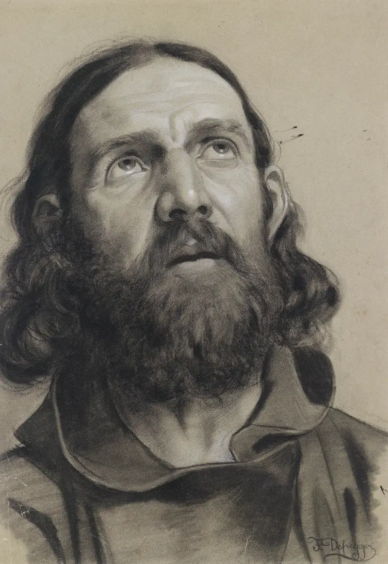 Studie eines bärtigen Mannes av Franz von Defregger