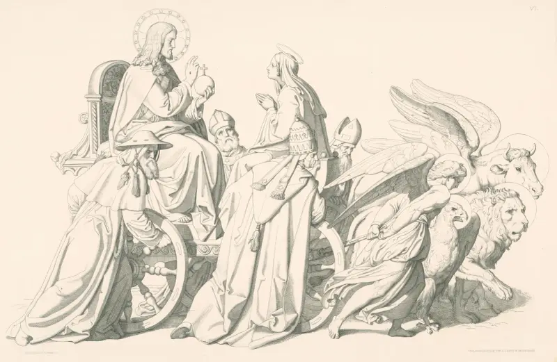Allegori med Maria, Kristus och de fyra evangelisterna av Joseph von Führich