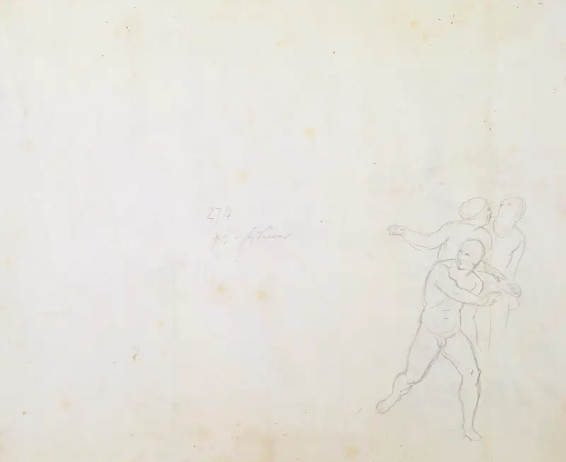 De tre hedningarna på rectosidan som aktfigurer av Joseph von Führich