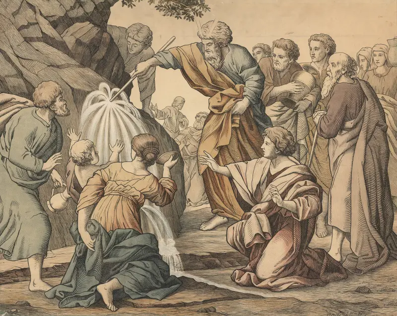 Moses slår vatten ur klippan av Joseph von Führich