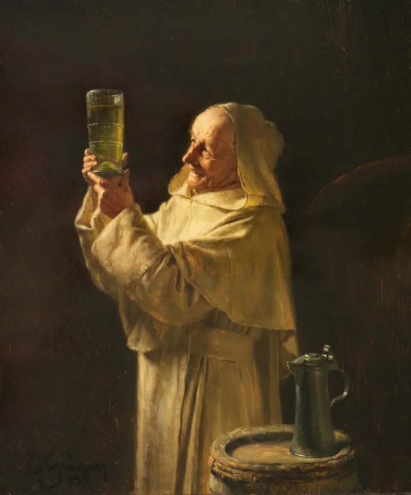 Kellermeister mit weißer Kutte von Eduard von Grützner