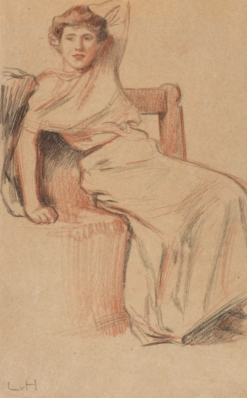 Portrét sedící dámy, Ludwig von Hofmann