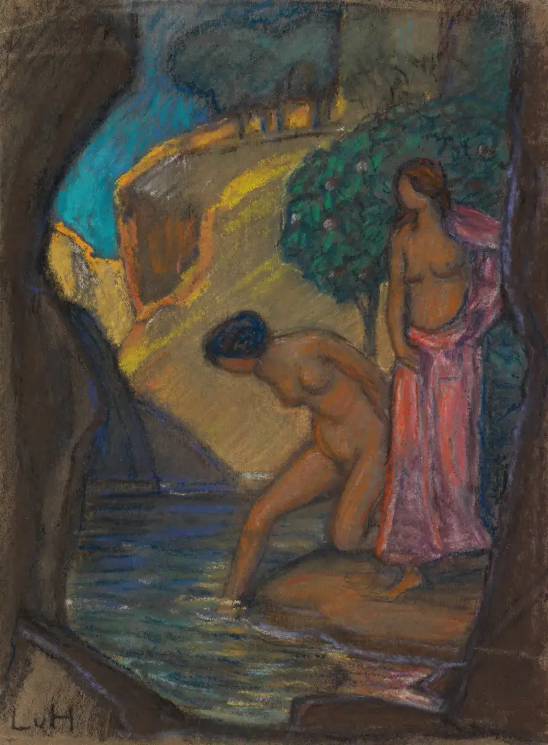 Grotte mit badenden Frauen von Ludwig von Hofmann