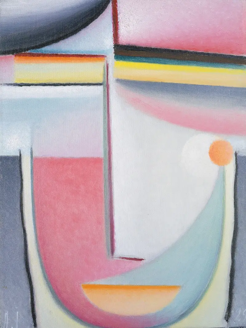 Abstrakt huvud, symfoni i rosa av Alexej von Jawlensky
