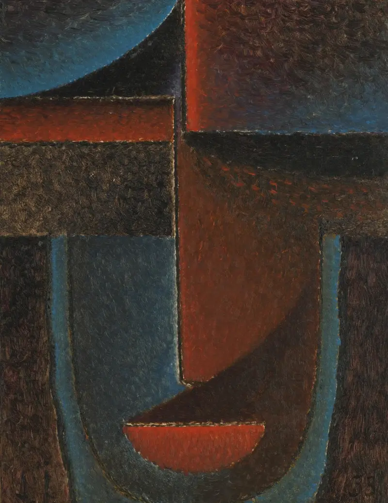 Abstrakt huvud; blått-rött av Alexej von Jawlensky