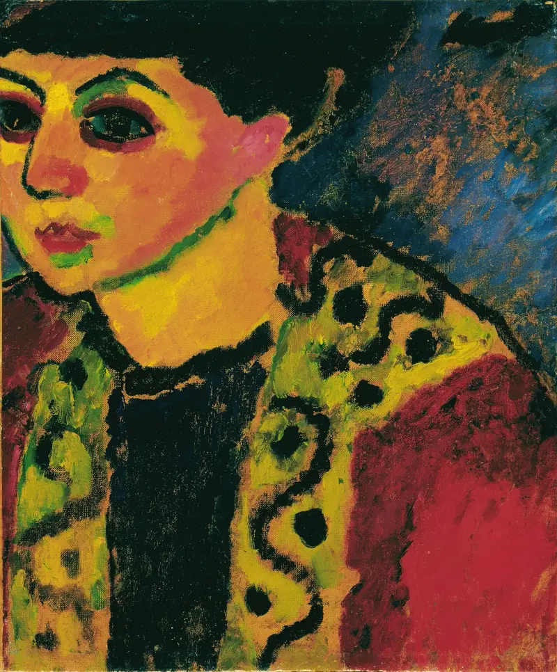 Dam mot blå bakgrund av Alexej von Jawlensky