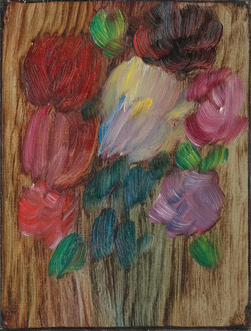 Stort stilleben; pioner i skymning av Alexej von Jawlensky