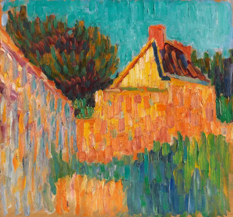 Kleines Haus vor Buschwerk (Französische Landschaft) von Alexej von Jawlensky