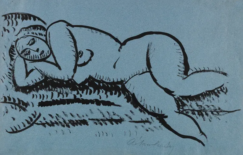 Liggande kvinnlig akt med slutna ögon av Alexej von Jawlensky