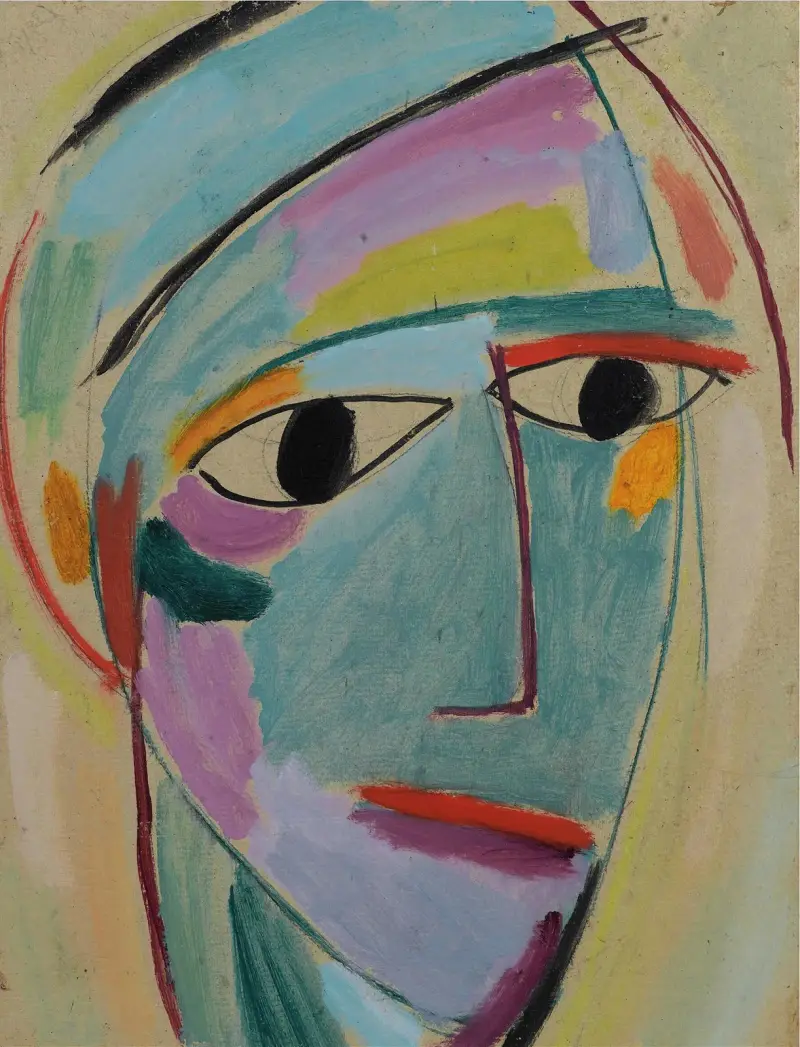 Mystiskt huvud, trekvartsprofil av Alexej von Jawlensky