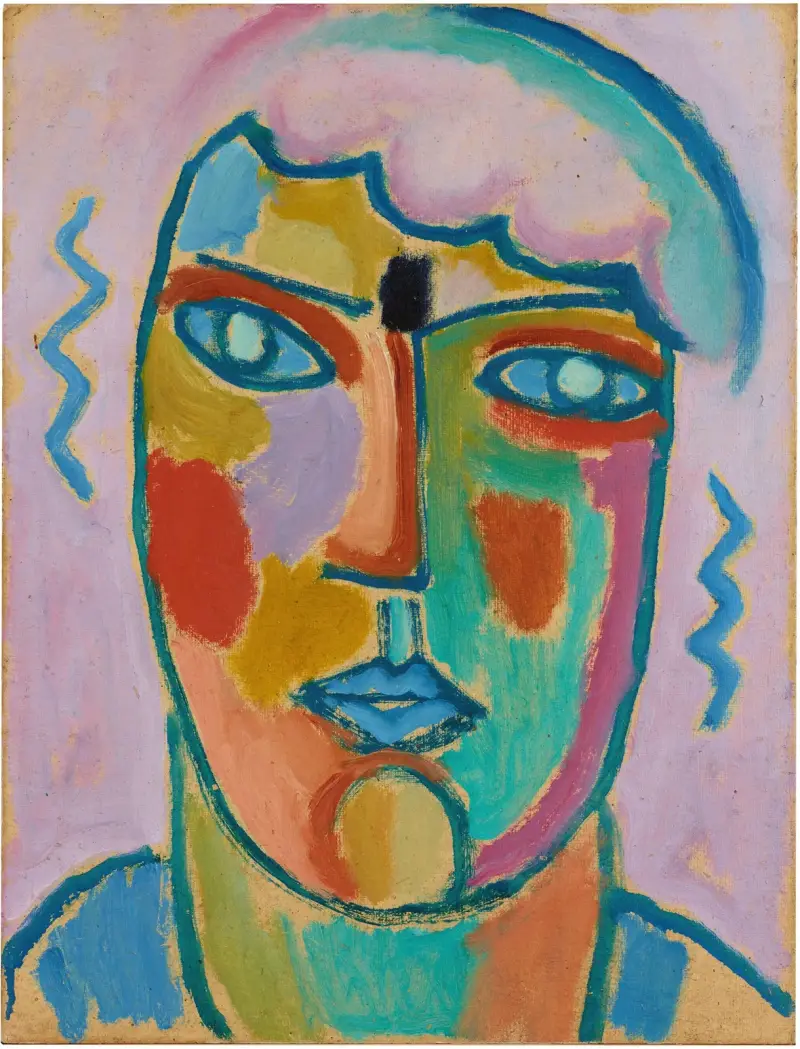 Mystiskt huvud; Huvud i lila och blått av Alexej von Jawlensky
