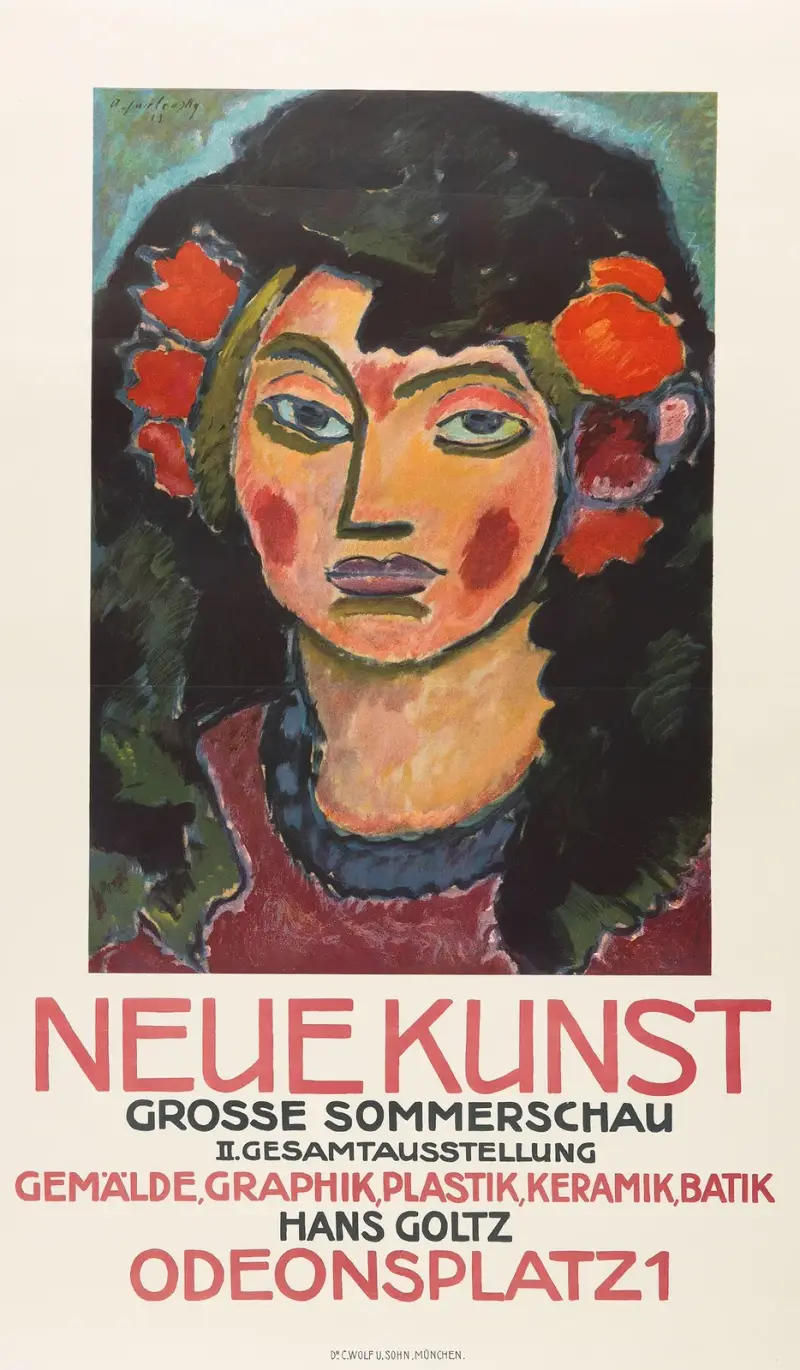 Affisch för Galerie Neue Kunsts stora sommarutställning, München av Alexej von Jawlensky