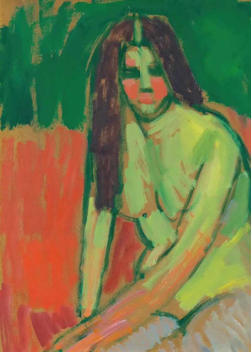 Sittande halvakt med långt hår av Alexej von Jawlensky