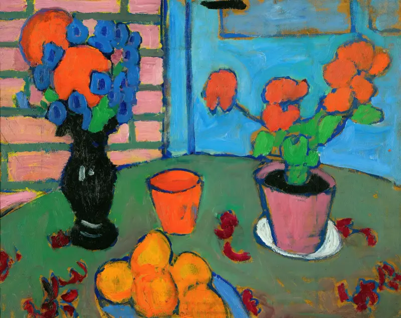 Stilleben med blommor och apelsiner av Alexej von Jawlensky