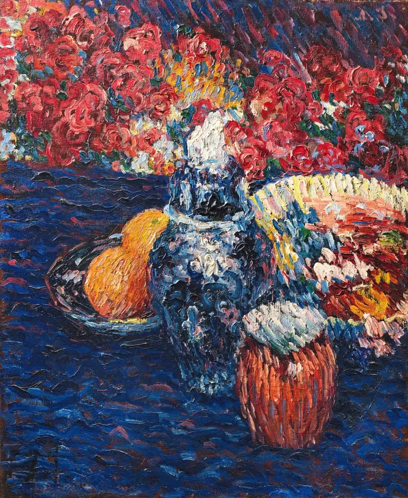 Stilleben med blommor och frukter av Alexej von Jawlensky