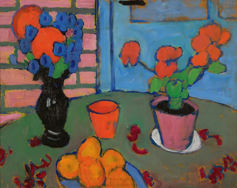 Stilleben med blommor och apelsiner av Alexej von Jawlensky