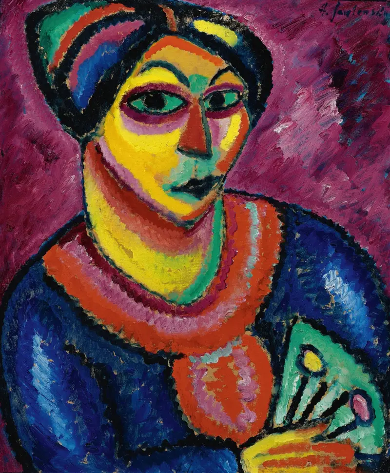 Kvinna med grön solfjäder av Alexej von Jawlensky