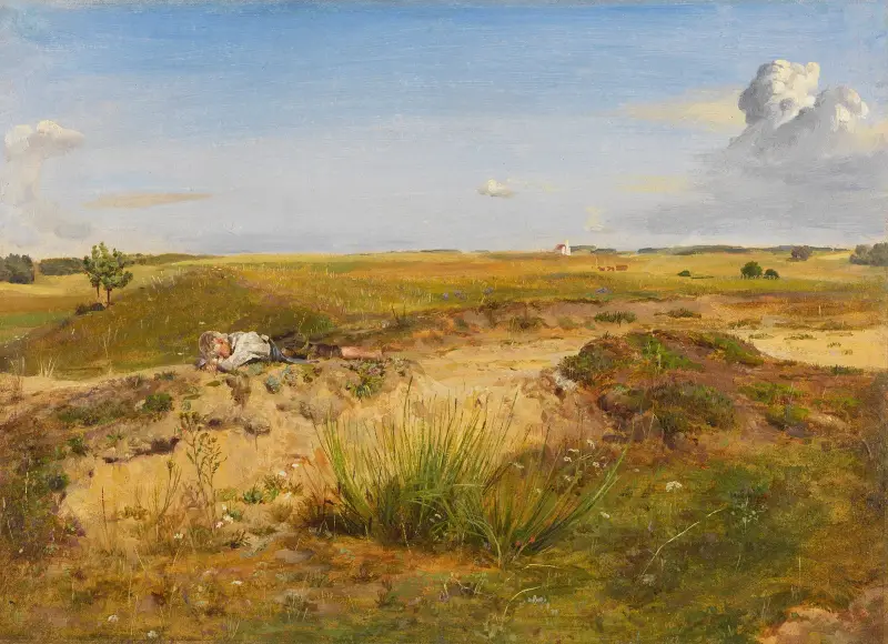 Landskap med sovande herdepojke av Franz von Lenbach