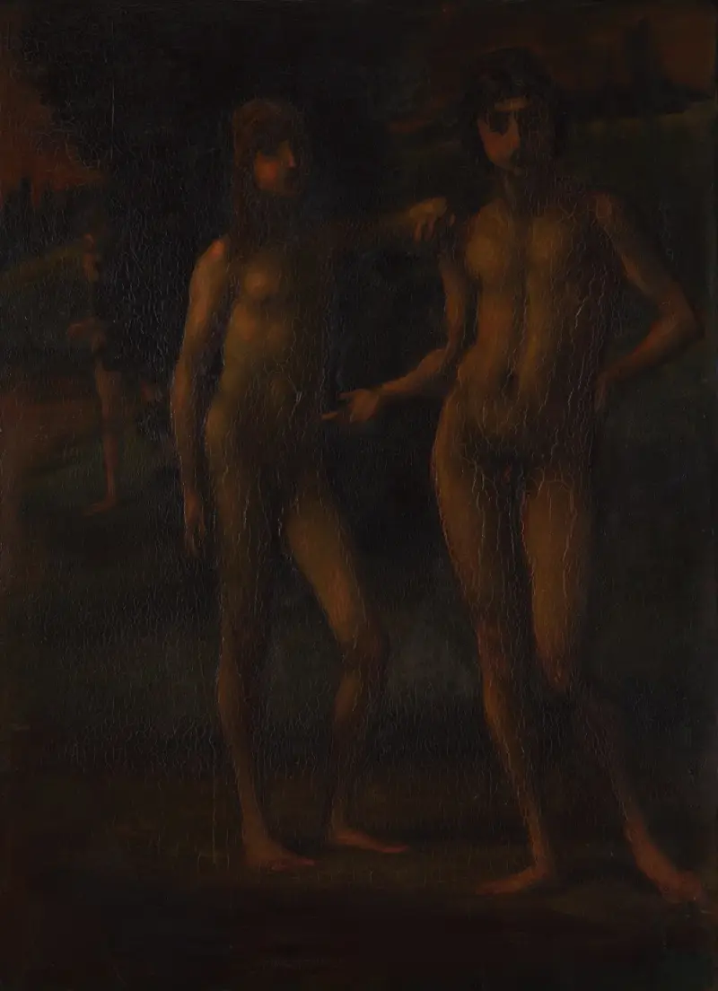 Jugendliche in einer Landschaft (zwei Jugendliche) von Hans Von Marées