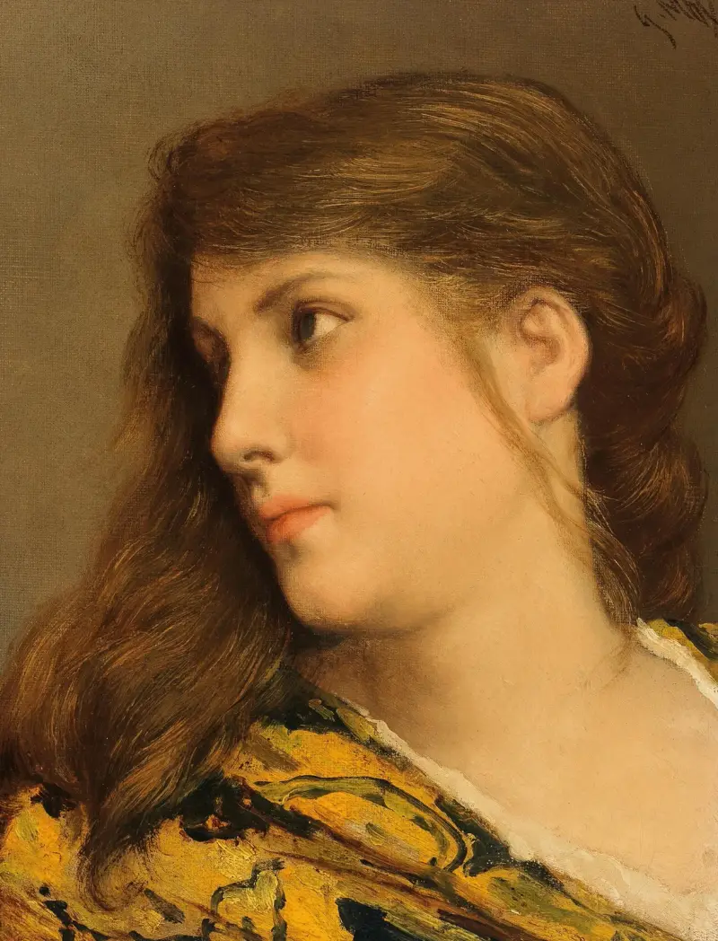 A Girl’s Head Turned to the Left av Gabriel von Max
