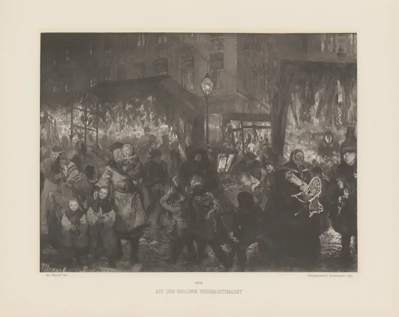 Auf dem Berliner Weihnachtsmarkt von Adolph von Menzel
